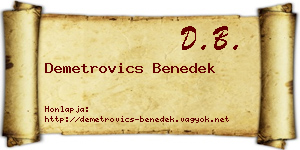 Demetrovics Benedek névjegykártya